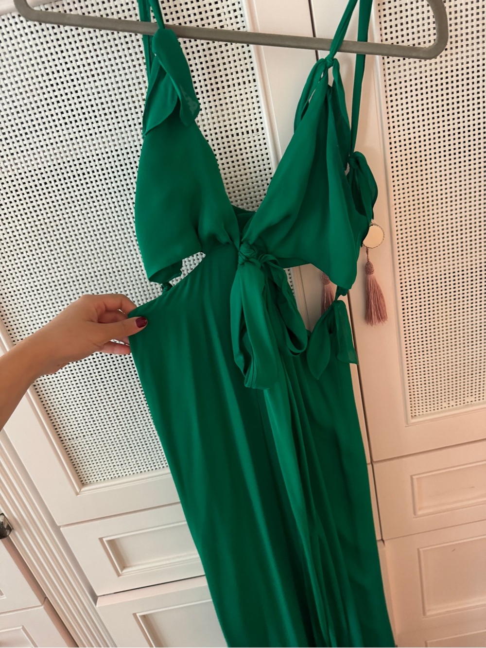 Thakoon Silk Chiffon Green Tie-Front Gown- Women